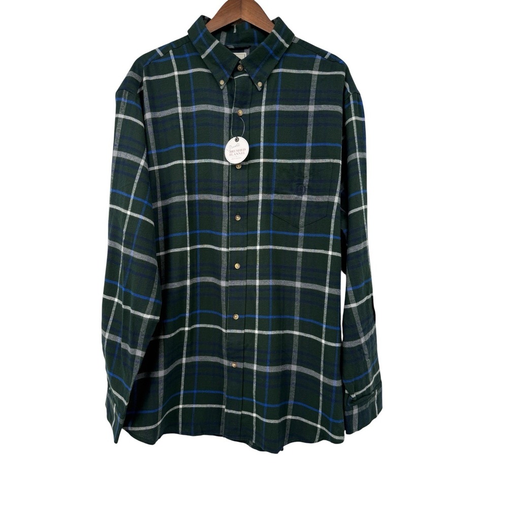 Chaps Flannel Shirt Mens XXL Green Plaid Brushed Cotton‎ Button Down NWT 27x33